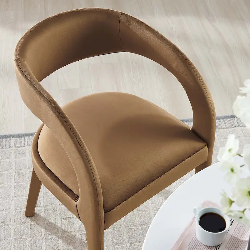 Set of 2 Modern Velvet Dining Chairs Curved Back Upholstered Accent Chairs 10
