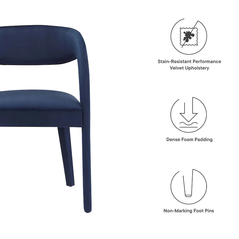 Set of Two Pinnacle Performance Velvet Dining Chairs 18