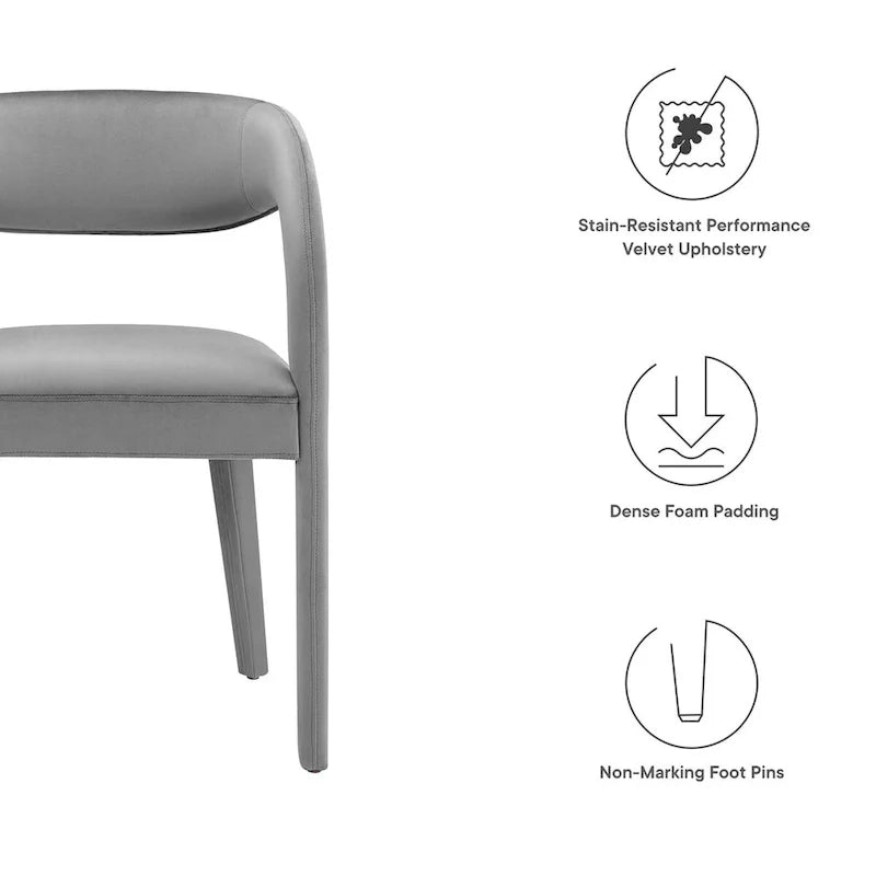 Set of 2 Modern Velvet Dining Chairs Curved Back Upholstered Accent Chairs 28