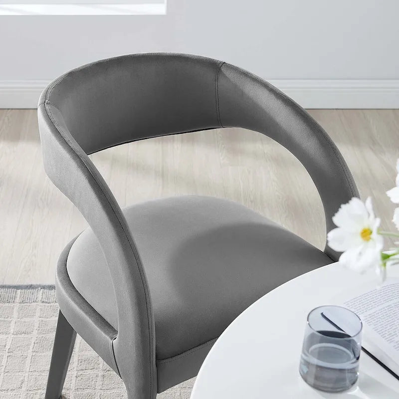 Set of 2 Modern Velvet Dining Chairs Curved Back Upholstered Accent Chairs 30