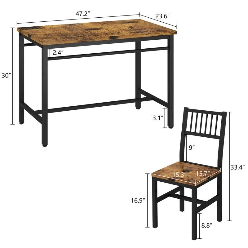 5-Piece Dining Set for 4: Metal Frame Table and Chairs for Kitchen and Breakfast Room 5