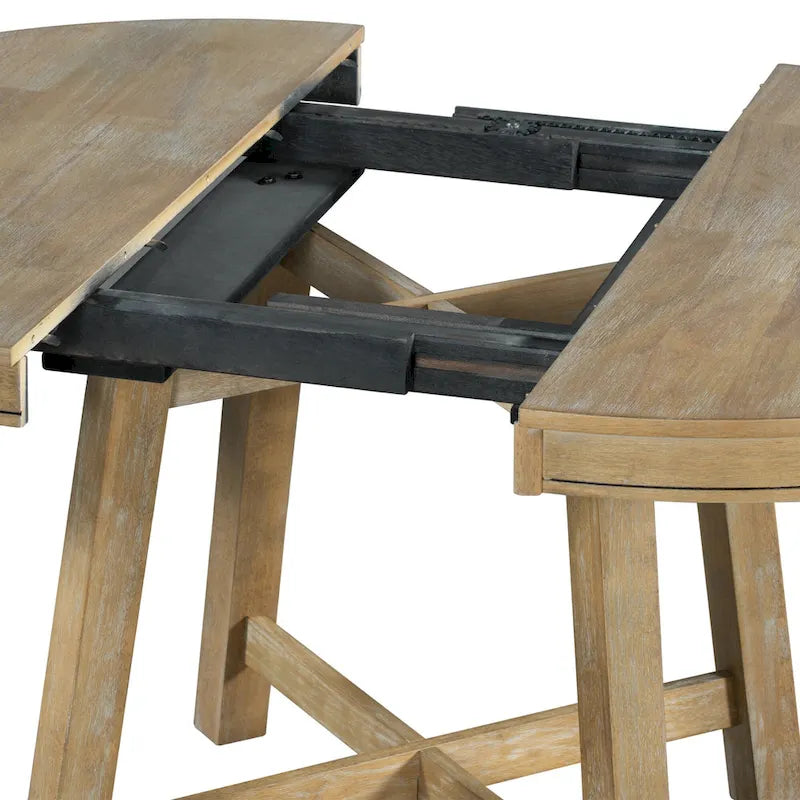 5-Piece Round Extendable Dining Set with Chairs 7