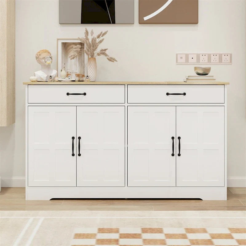 Rustic Farmhouse Sideboard Buffet Cabinet with 2 Drawers and 4 Doors for Storage 1