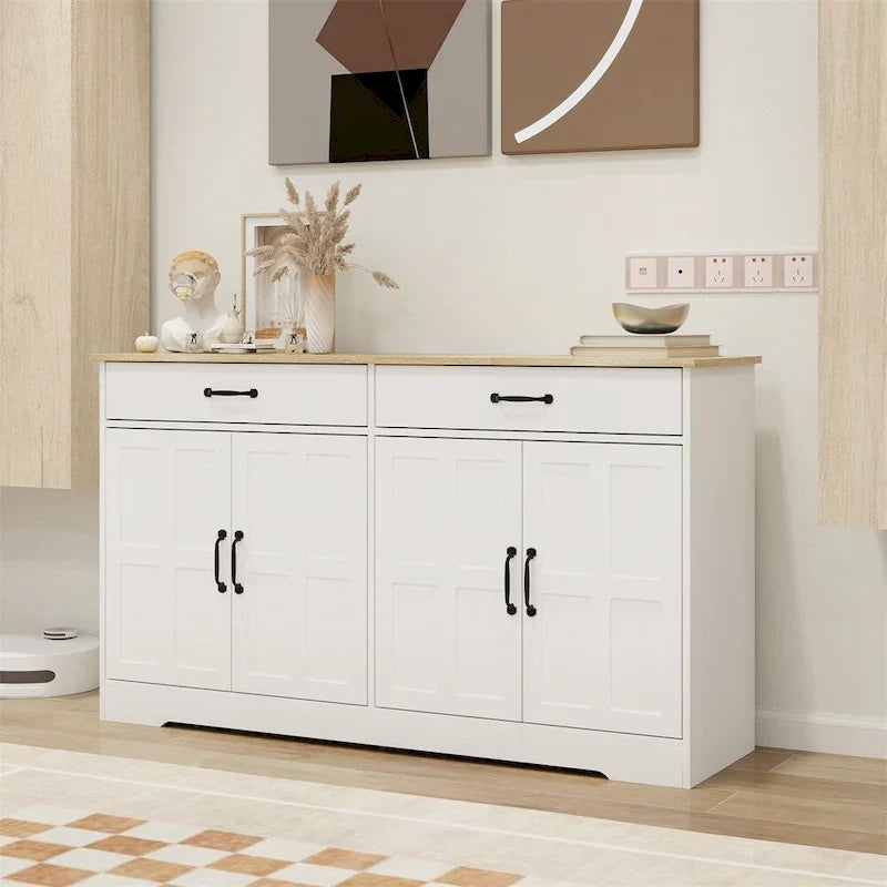 Rustic Farmhouse Sideboard Buffet Cabinet with 2 Drawers and 4 Doors for Storage 2