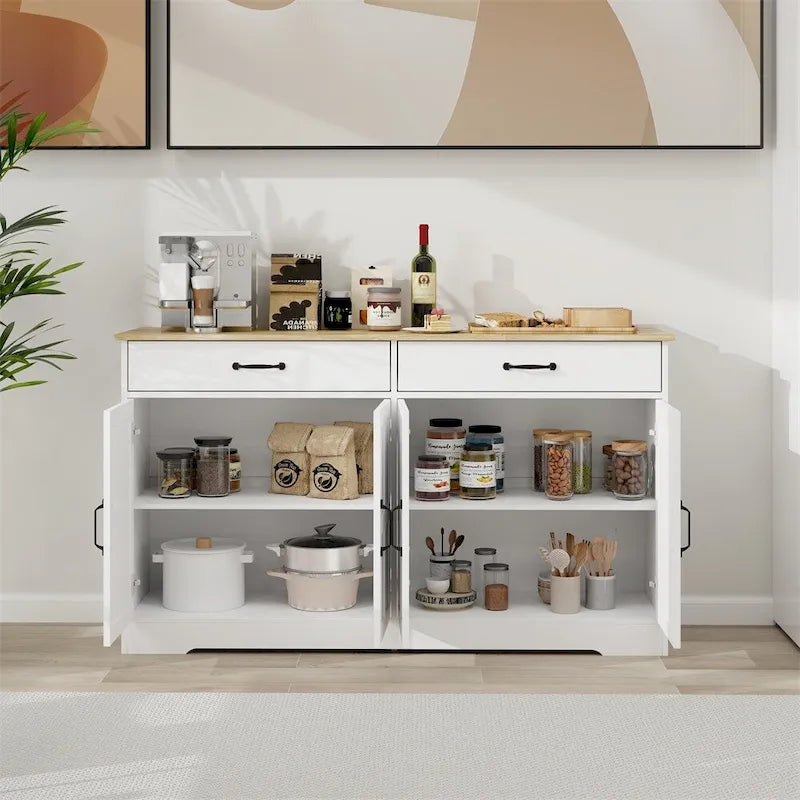 Rustic Farmhouse Sideboard Buffet Cabinet with 2 Drawers and 4 Doors for Storage 3