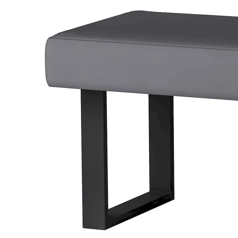 Somette Lillian Gray Fabric Bench with Sturdy Steel Legs 5