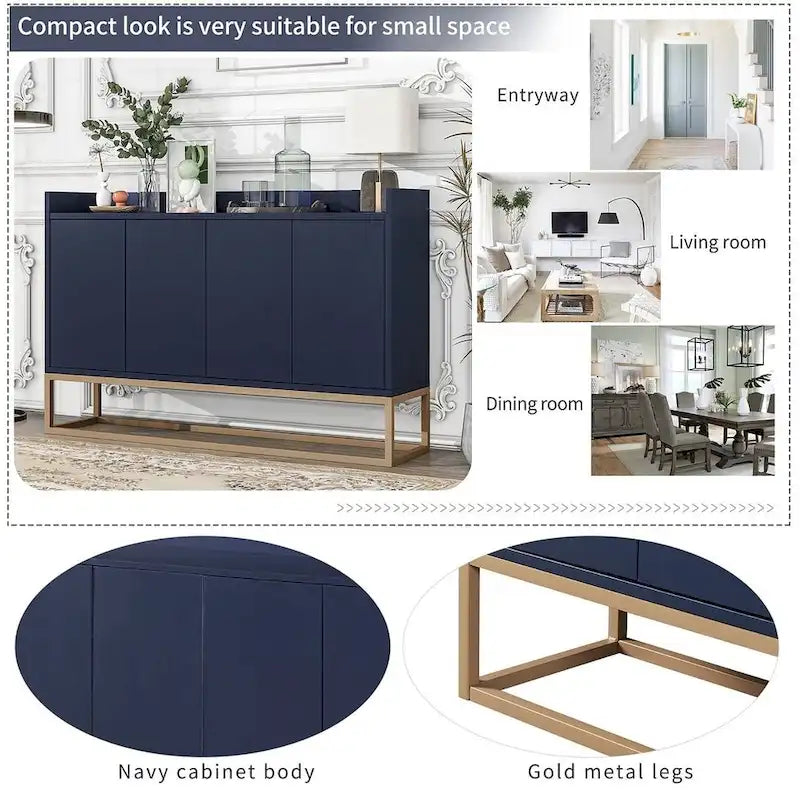47.2-Inch Modern Sideboard/Buffet with Spacious Table and Four Doors 11