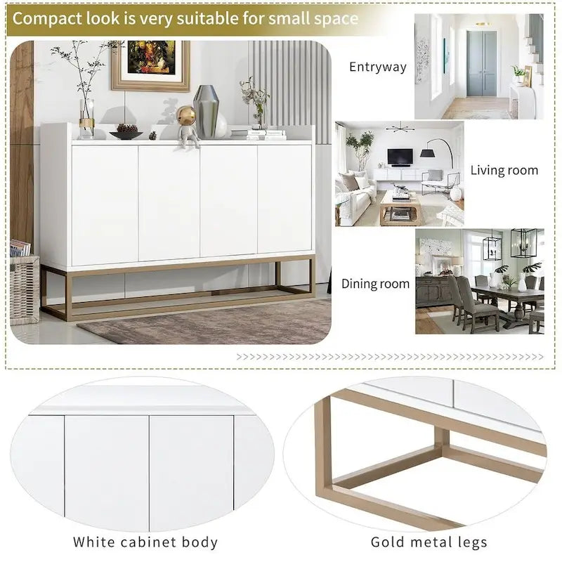47.2-Inch Modern Sideboard/Buffet with Spacious Table and Four Doors 25