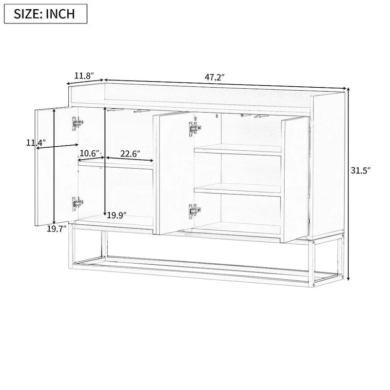 47.2-Inch Modern Sideboard/Buffet with Spacious Table and Four Doors 28