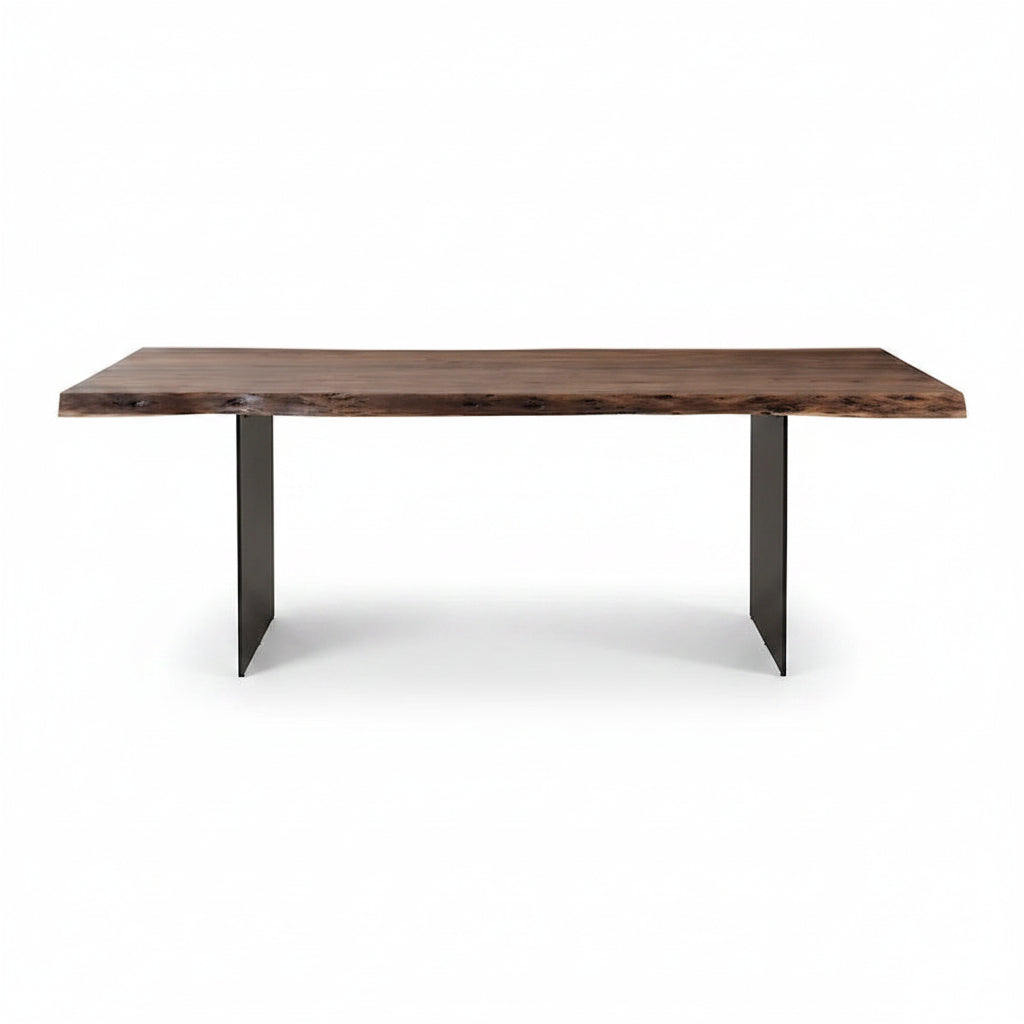 Aurelle Home Contemporary Live Edge Acacia and Iron Dining Table - 94" x 38" 1