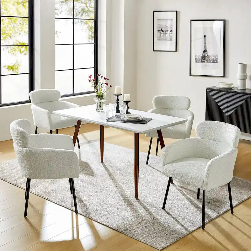 Set of 4 Amos Modern Boucle Dining Chairs with Adjustable Feet by HULALA HOME 25
