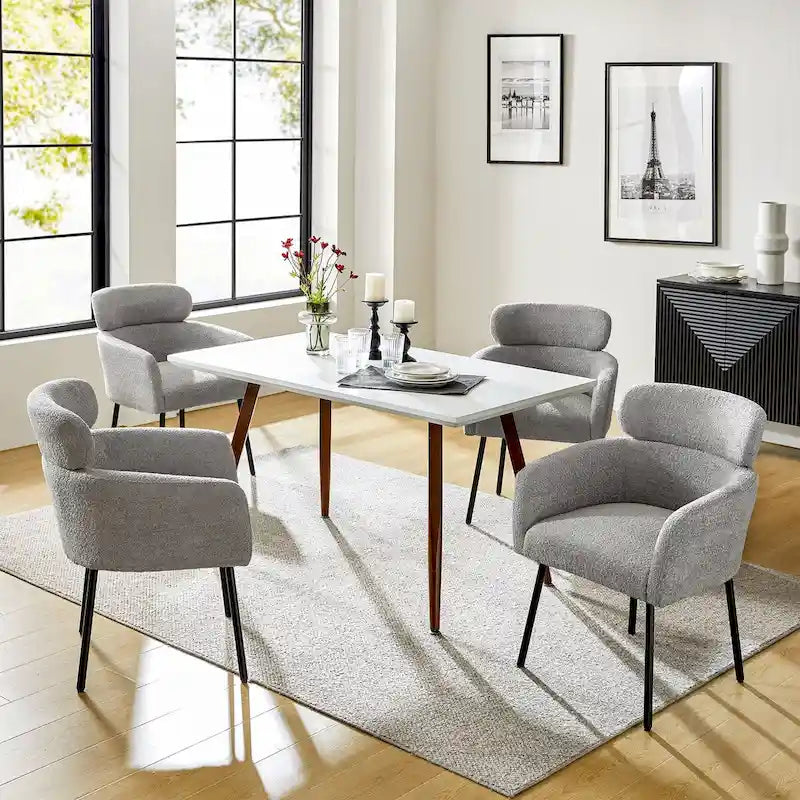 Set of 4 Amos Modern Boucle Dining Chairs with Adjustable Feet by HULALA HOME 26