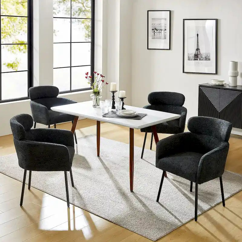 Set of 4 Amos Modern Boucle Dining Chairs with Adjustable Feet by HULALA HOME 27