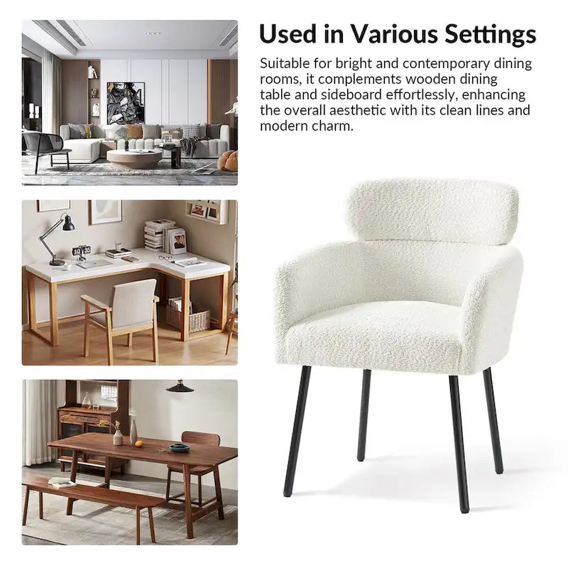 Set of 4 Amos Modern Boucle Dining Chairs with Adjustable Feet by HULALA HOME 3