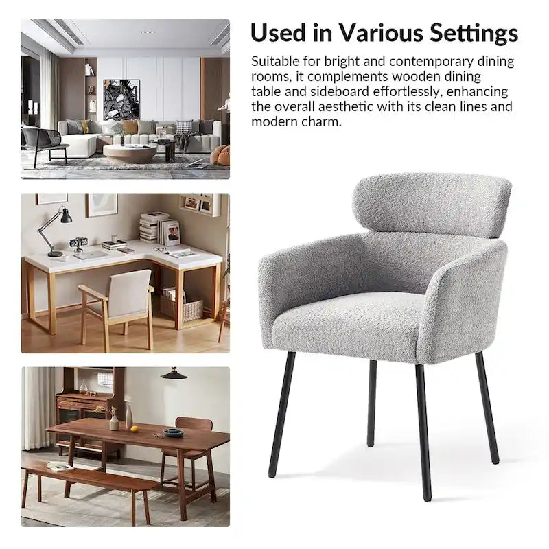 Set of 4 Amos Modern Boucle Dining Chairs with Adjustable Feet by HULALA HOME 6