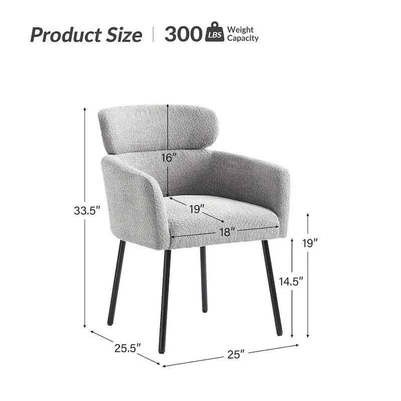 Set of 4 Amos Modern Boucle Dining Chairs with Adjustable Feet by HULALA HOME 9