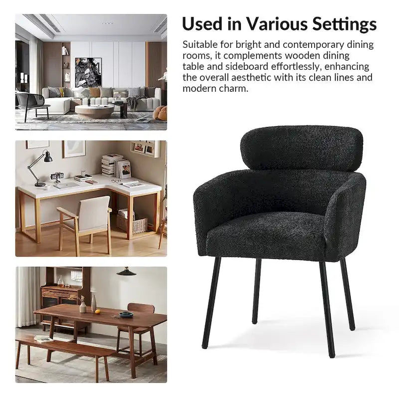 Set of 4 Amos Modern Boucle Dining Chairs with Adjustable Feet by HULALA HOME 12