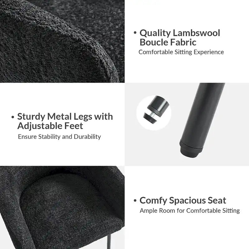 Set of 4 Amos Modern Boucle Dining Chairs with Adjustable Feet by HULALA HOME 13