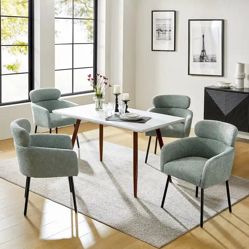 Set of 4 Amos Modern Boucle Dining Chairs with Adjustable Feet by HULALA HOME 16