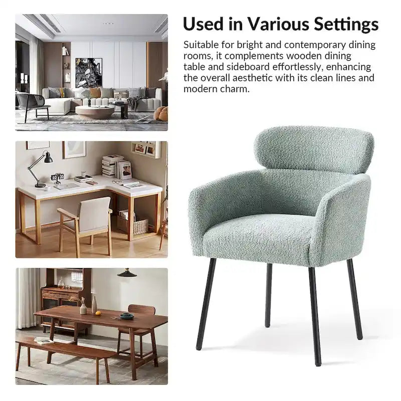 Set of 4 Amos Modern Boucle Dining Chairs with Adjustable Feet by HULALA HOME 18