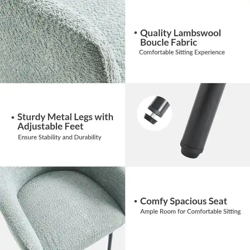 Set of 4 Amos Modern Boucle Dining Chairs with Adjustable Feet by HULALA HOME 19