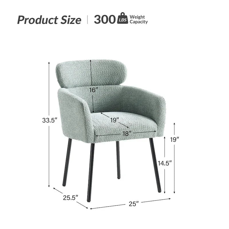 Set of 4 Amos Modern Boucle Dining Chairs with Adjustable Feet by HULALA HOME 21
