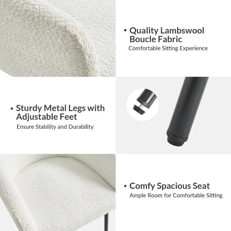 Set of 4 Amos Modern Boucle Dining Chairs with Adjustable Feet by HULALA HOME 22