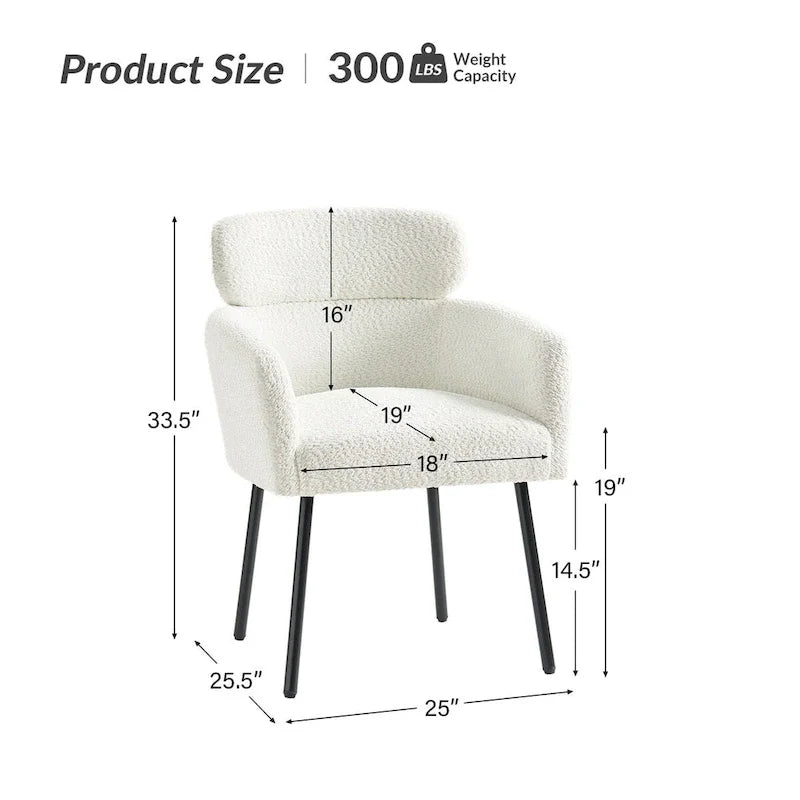 Set of 4 Amos Modern Boucle Dining Chairs with Adjustable Feet by HULALA HOME 24