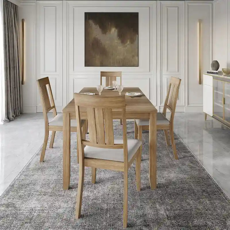CraftPorch Classic 5-Piece Wooden Dining Ensemble 1