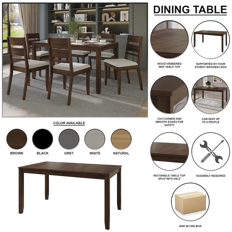 CraftPorch Classic 5-Piece Wooden Dining Ensemble 19