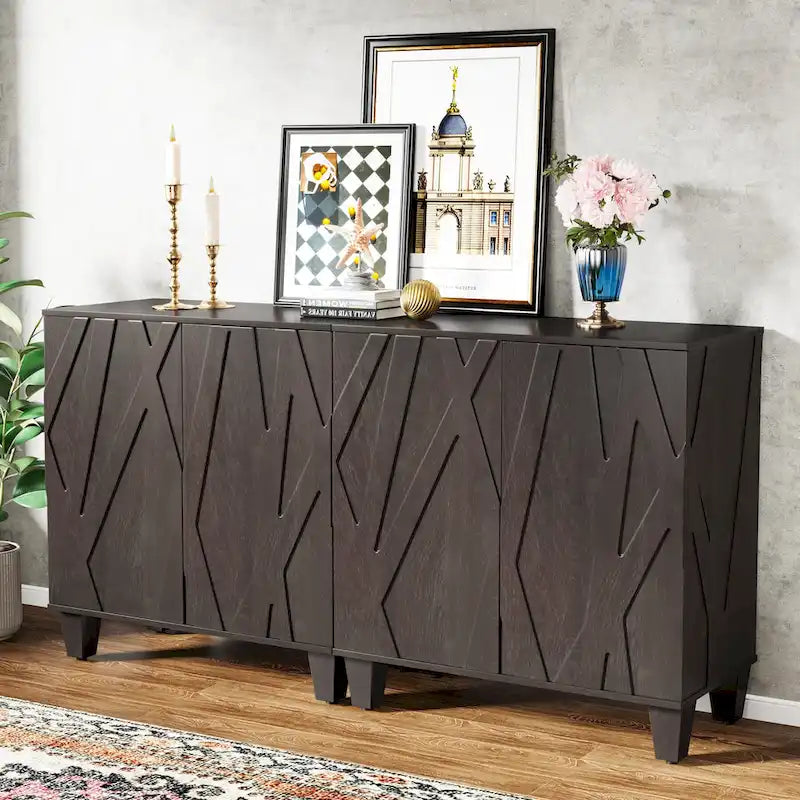 55-Inch Wooden Buffet Cabinet with Adjustable Shelf 1