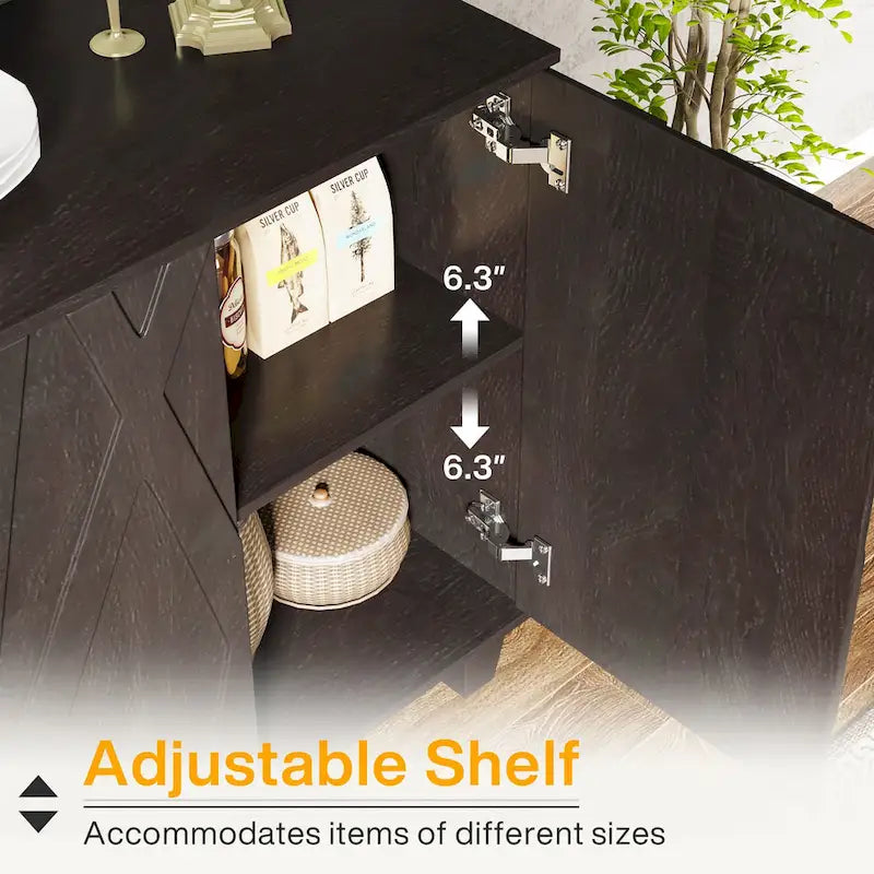55-Inch Wooden Buffet Cabinet with Adjustable Shelf 6