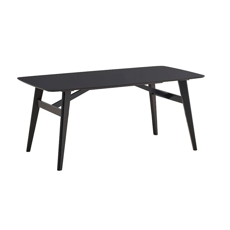 Iora 71-Inch Industrial Dining Table with Rounded Corners in Black Wood 2