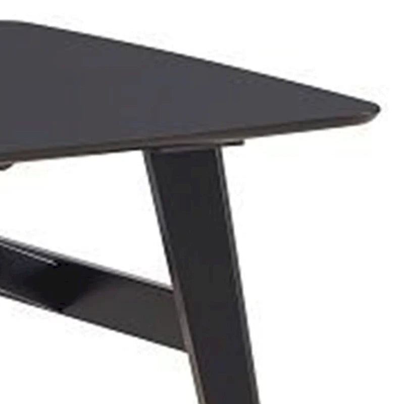 Iora 71-Inch Industrial Dining Table with Rounded Corners in Black Wood 3