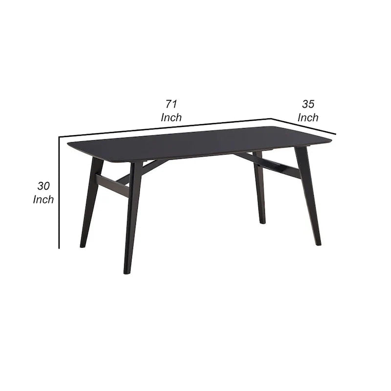 Iora 71-Inch Industrial Dining Table with Rounded Corners in Black Wood 6