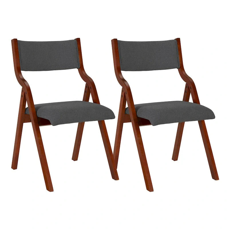 Set of 2 Upholstered Folding Dining Chairs - Space-Saving Wooden Design 10