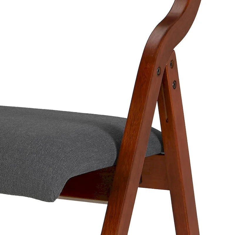 Set of 2 Upholstered Folding Dining Chairs - Space-Saving Wooden Design 12