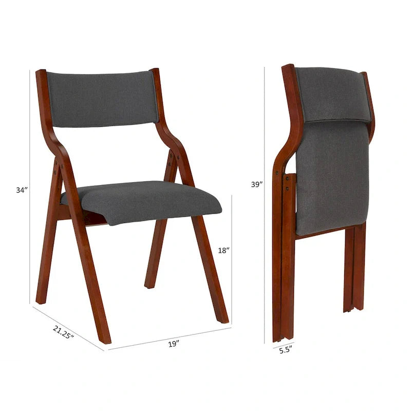 Set of 2 Upholstered Folding Dining Chairs - Space-Saving Wooden Design 13
