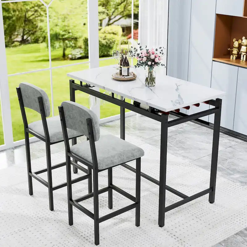 3-Piece Kitchen Table Set: Dining Table with 2 Chairs - Ideal for Small Spaces, Breakfast Nook, or Pub Use 1