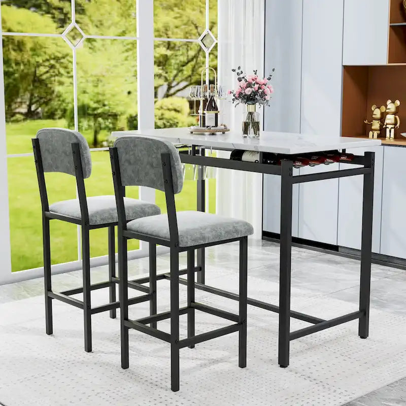 3-Piece Kitchen Table Set: Dining Table with 2 Chairs - Ideal for Small Spaces, Breakfast Nook, or Pub Use 2