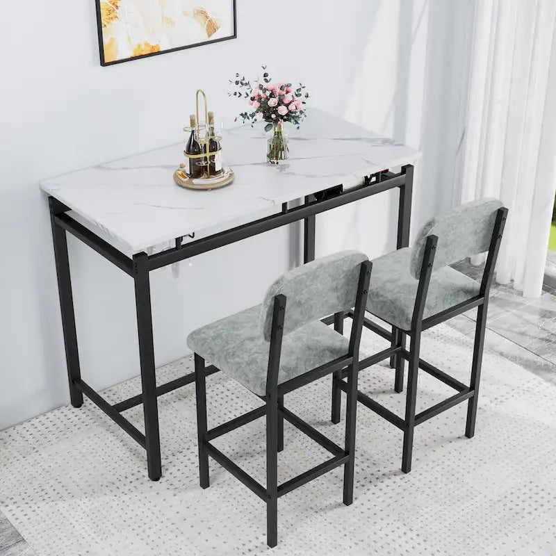 3-Piece Kitchen Table Set: Dining Table with 2 Chairs - Ideal for Small Spaces, Breakfast Nook, or Pub Use 3