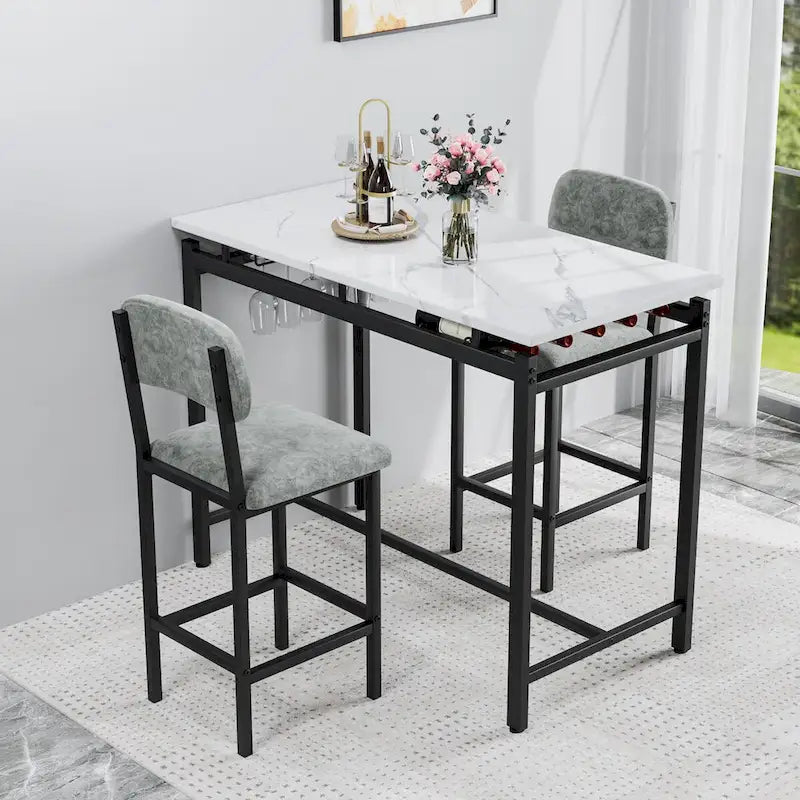 3-Piece Kitchen Table Set: Dining Table with 2 Chairs - Ideal for Small Spaces, Breakfast Nook, or Pub Use 4