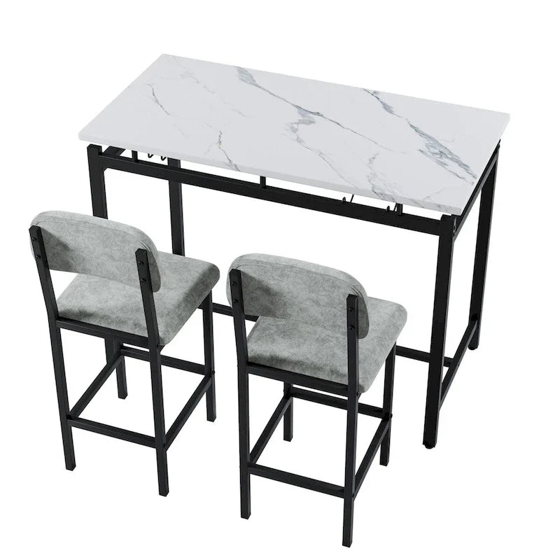 3-Piece Kitchen Table Set: Dining Table with 2 Chairs - Ideal for Small Spaces, Breakfast Nook, or Pub Use 8