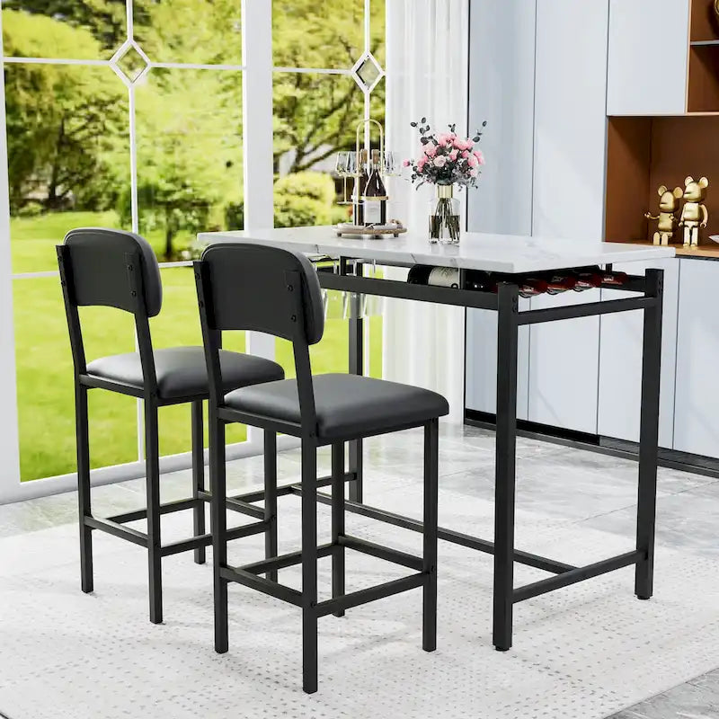 3-Piece Kitchen Table Set: Dining Table with 2 Chairs - Ideal for Small Spaces, Breakfast Nook, or Pub Use 11