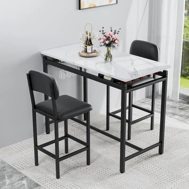 3-Piece Kitchen Table Set: Dining Table with 2 Chairs - Ideal for Small Spaces, Breakfast Nook, or Pub Use 12
