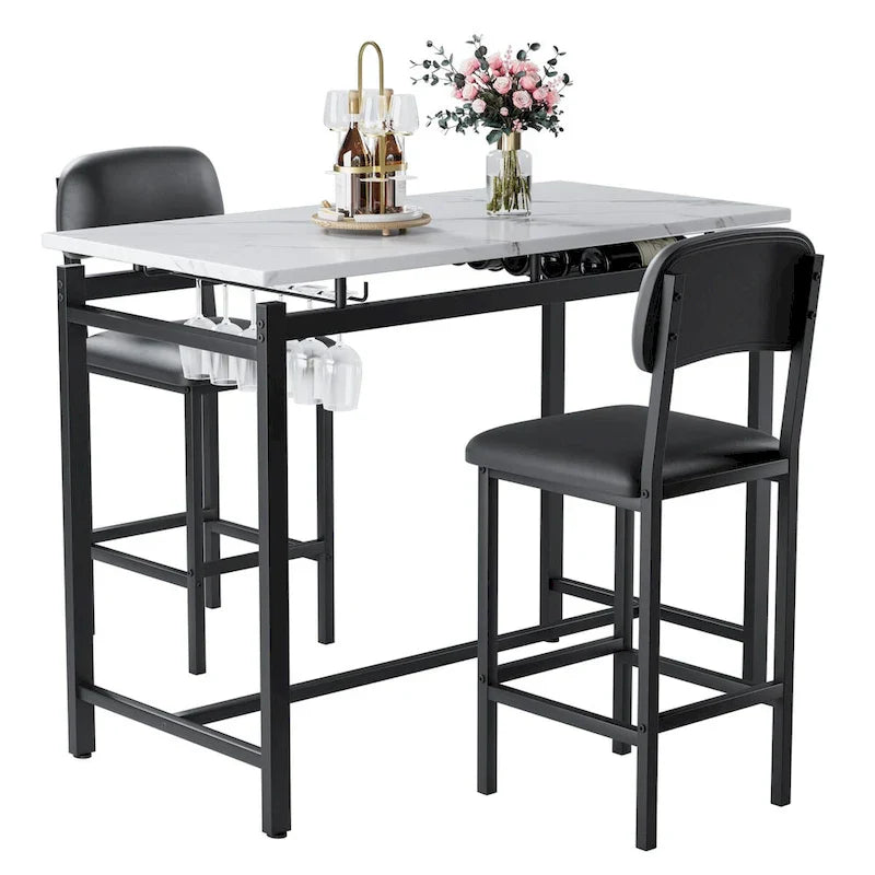 3-Piece Kitchen Table Set: Dining Table with 2 Chairs - Ideal for Small Spaces, Breakfast Nook, or Pub Use 14