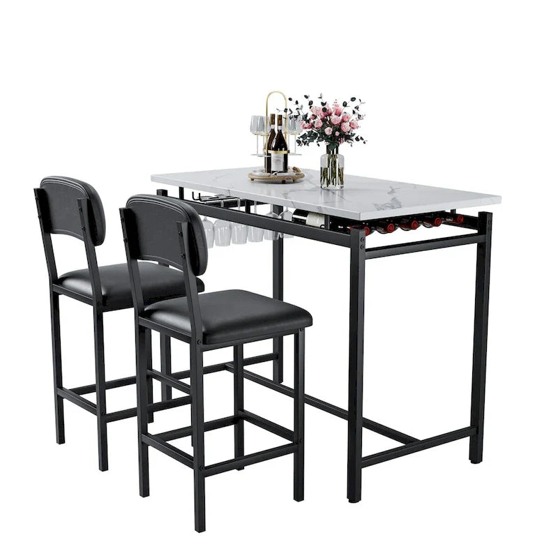 3-Piece Kitchen Table Set: Dining Table with 2 Chairs - Ideal for Small Spaces, Breakfast Nook, or Pub Use 15
