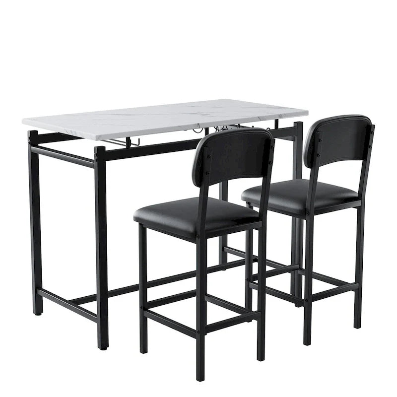 3-Piece Kitchen Table Set: Dining Table with 2 Chairs - Ideal for Small Spaces, Breakfast Nook, or Pub Use 16