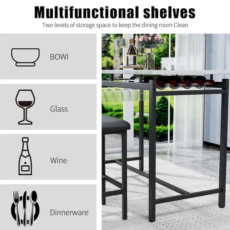 3-Piece Kitchen Table Set: Dining Table with 2 Chairs - Ideal for Small Spaces, Breakfast Nook, or Pub Use 17