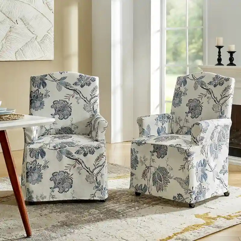 Set of 2 Alethea Upholstered Dining Chairs with Slipcovers and Solid Wood Legs by HULALA HOME 35